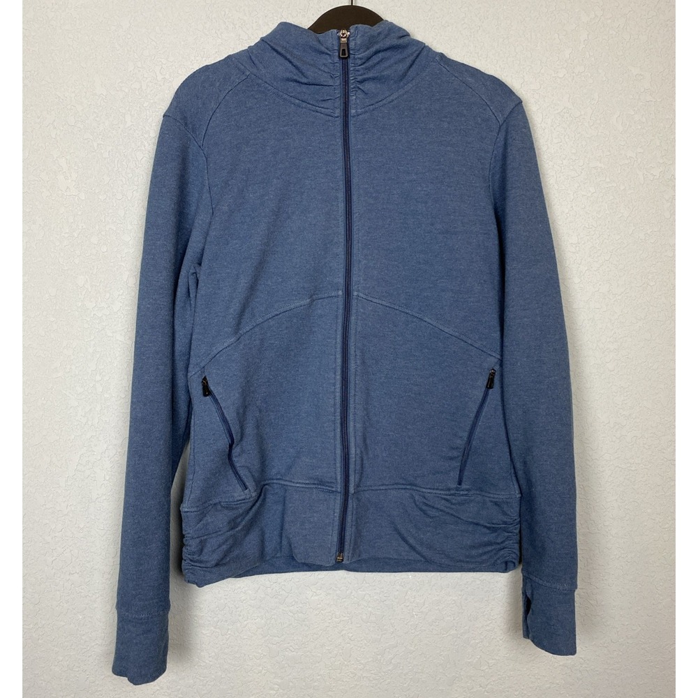 Patagonia Women's‎ M Full Zip Sweatshirt Jacket Mock Neck Thumbholes Blue